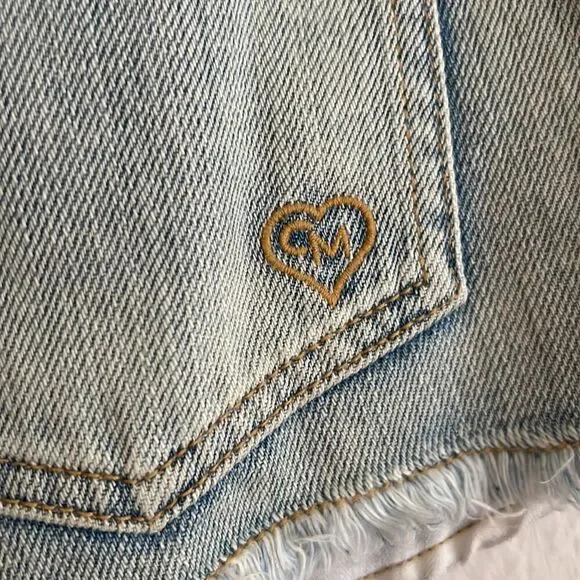 Carmar Micro Mini Shredded Jean Shorts Size 28 - Picture 3 of 4